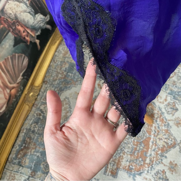 Urban Outfitters Out From Under deep purple / royal blue black lace slip dress - Picture 11 of 14